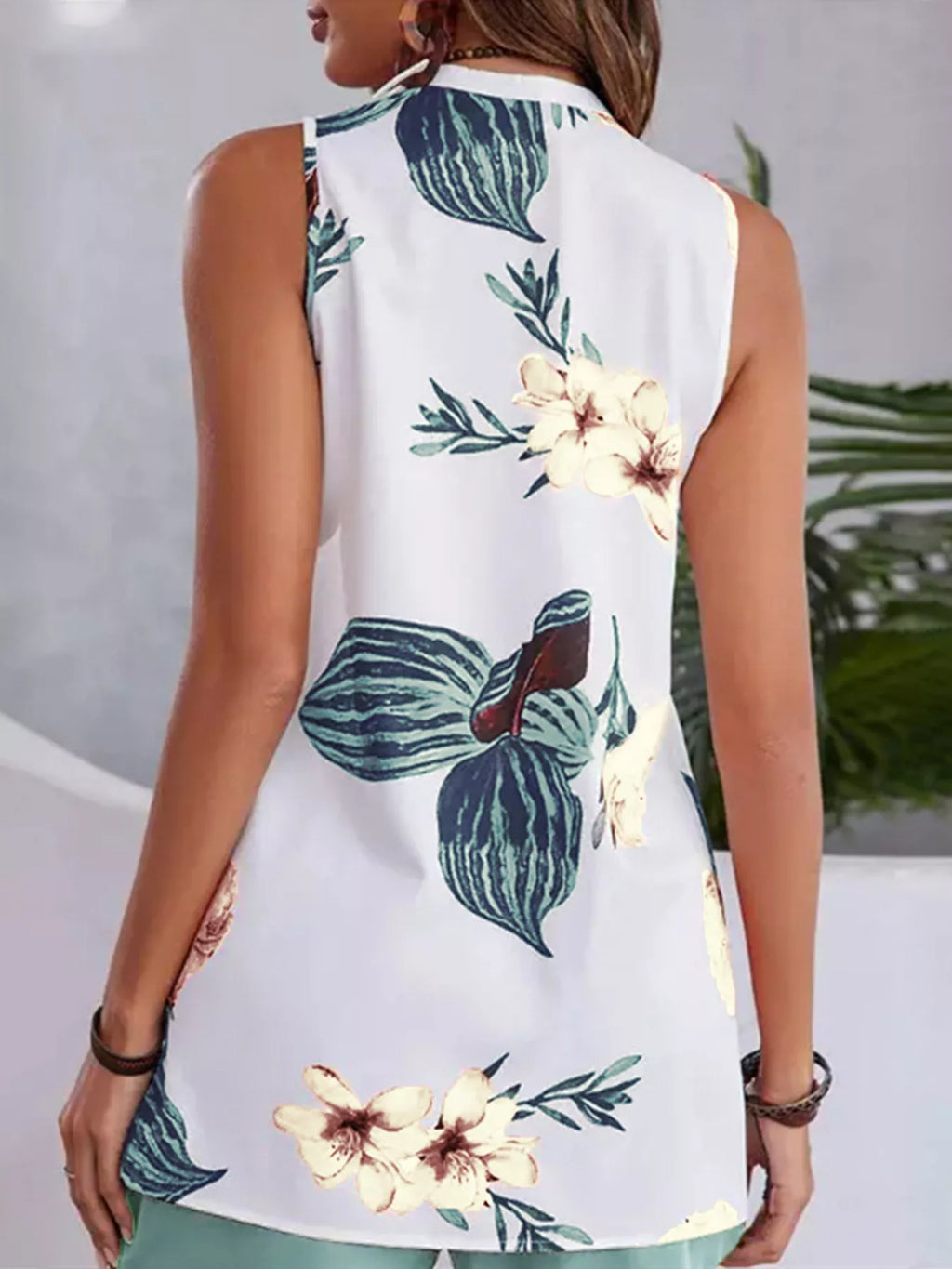 Floral Print Sleeveless Top and Shorts Set
