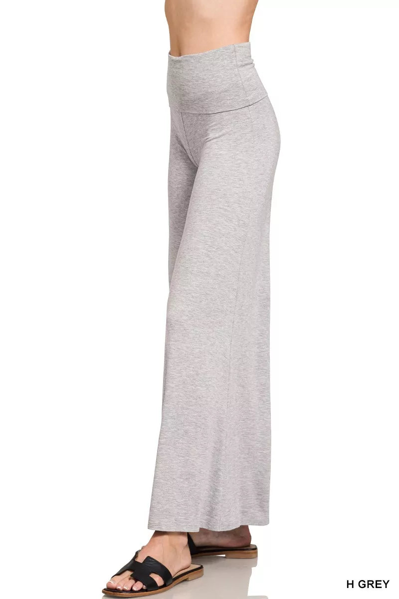 Zenana Fold Over Waist Comfy Wide Leg Pants