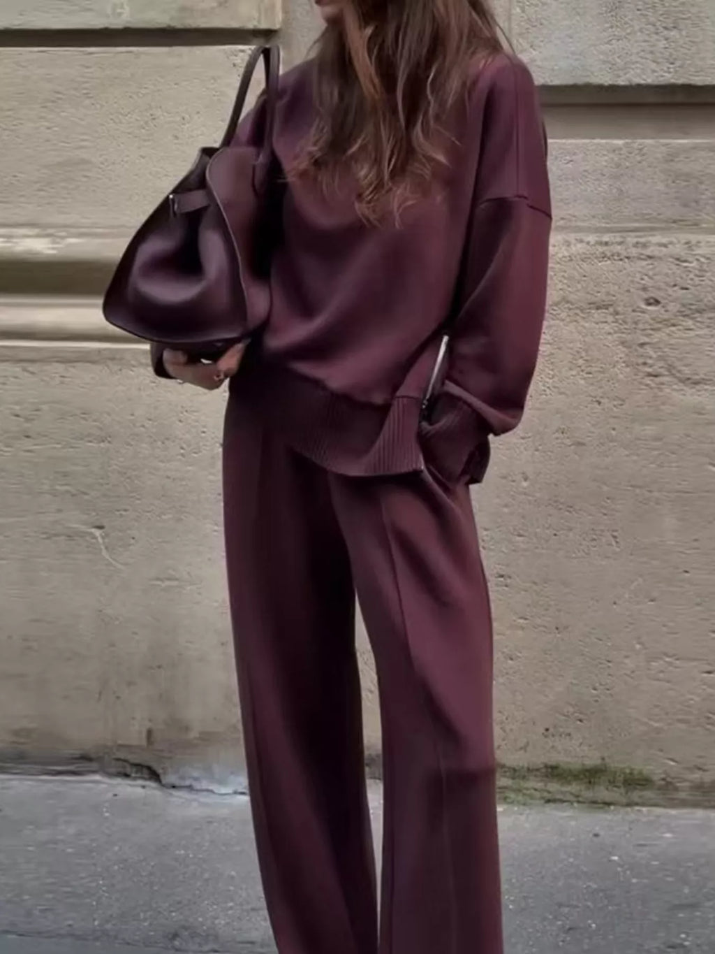 Turtleneck Side Zipper Sweatshirt and Pants Set