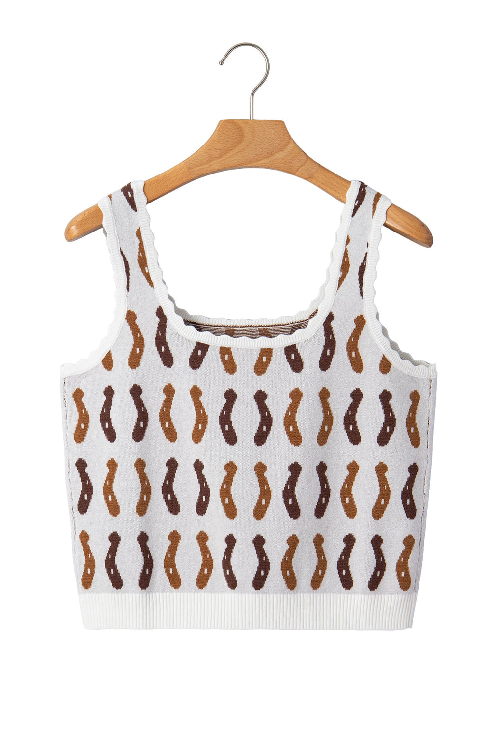 Western Horseshoe Scalloped Sleeveless Sweater Top