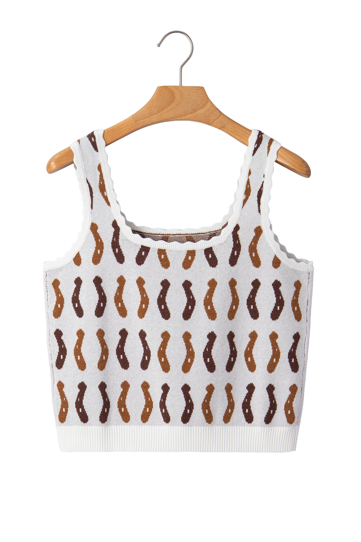Western Horseshoe Scalloped Sleeveless Sweater Top