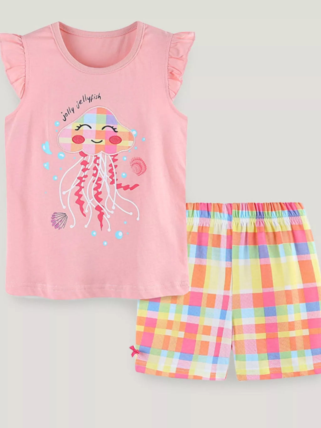 Children's Jolly Jellyfish Embroidered Top and Shorts Set