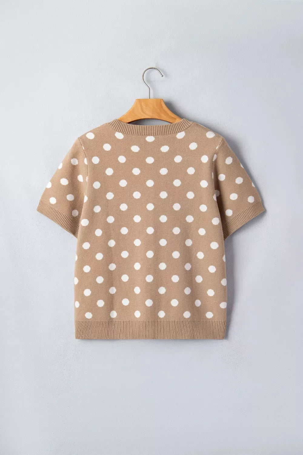 Polka Dot Short Sleeve Button Down Sweater Cardigan