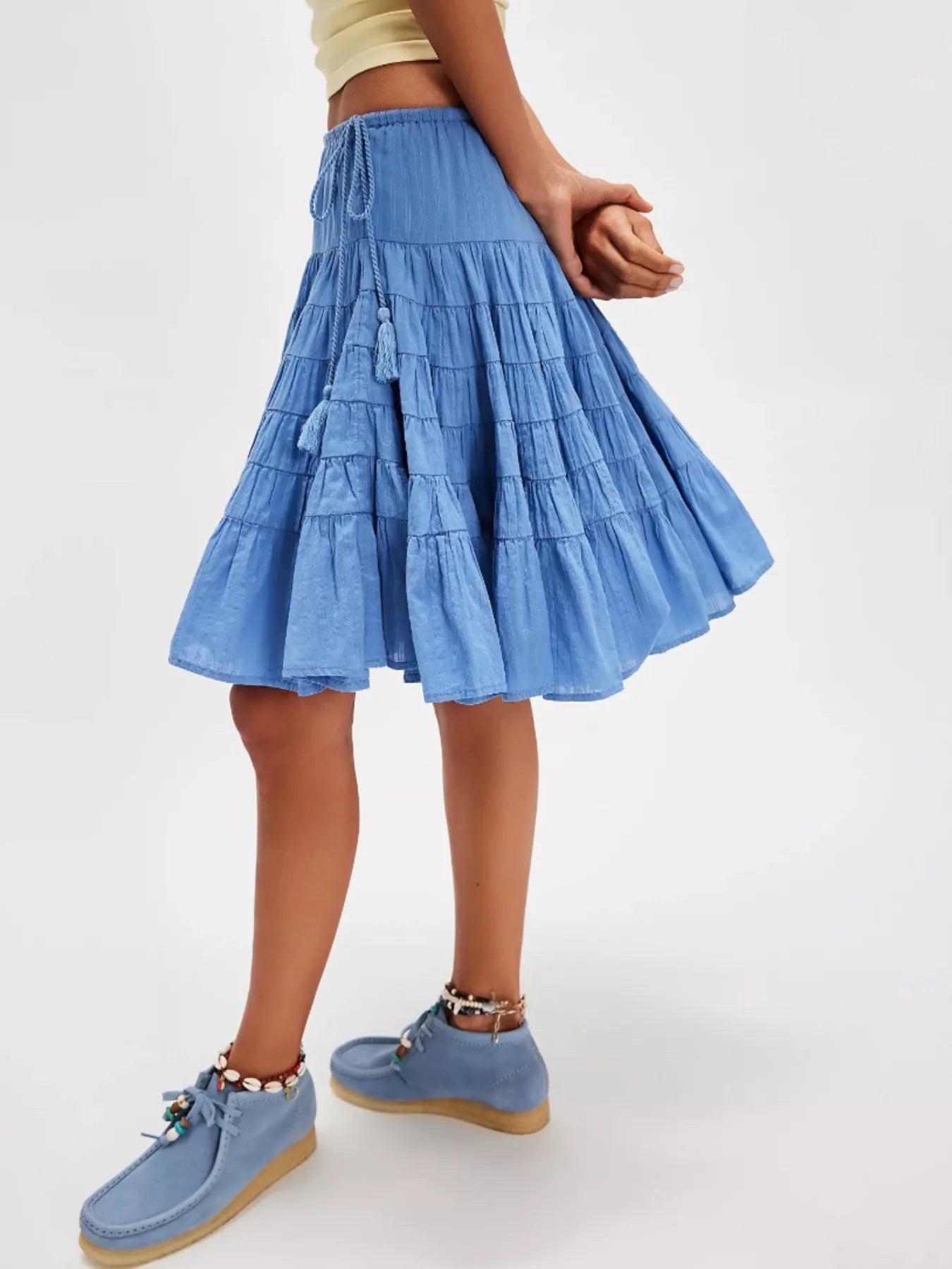 Tiered Drawstring Mini Skirt