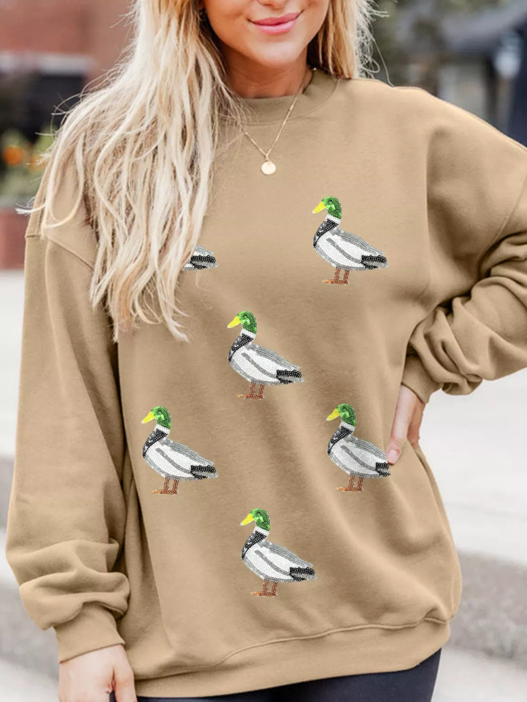 Sequin Duck Long Sleeve Top
