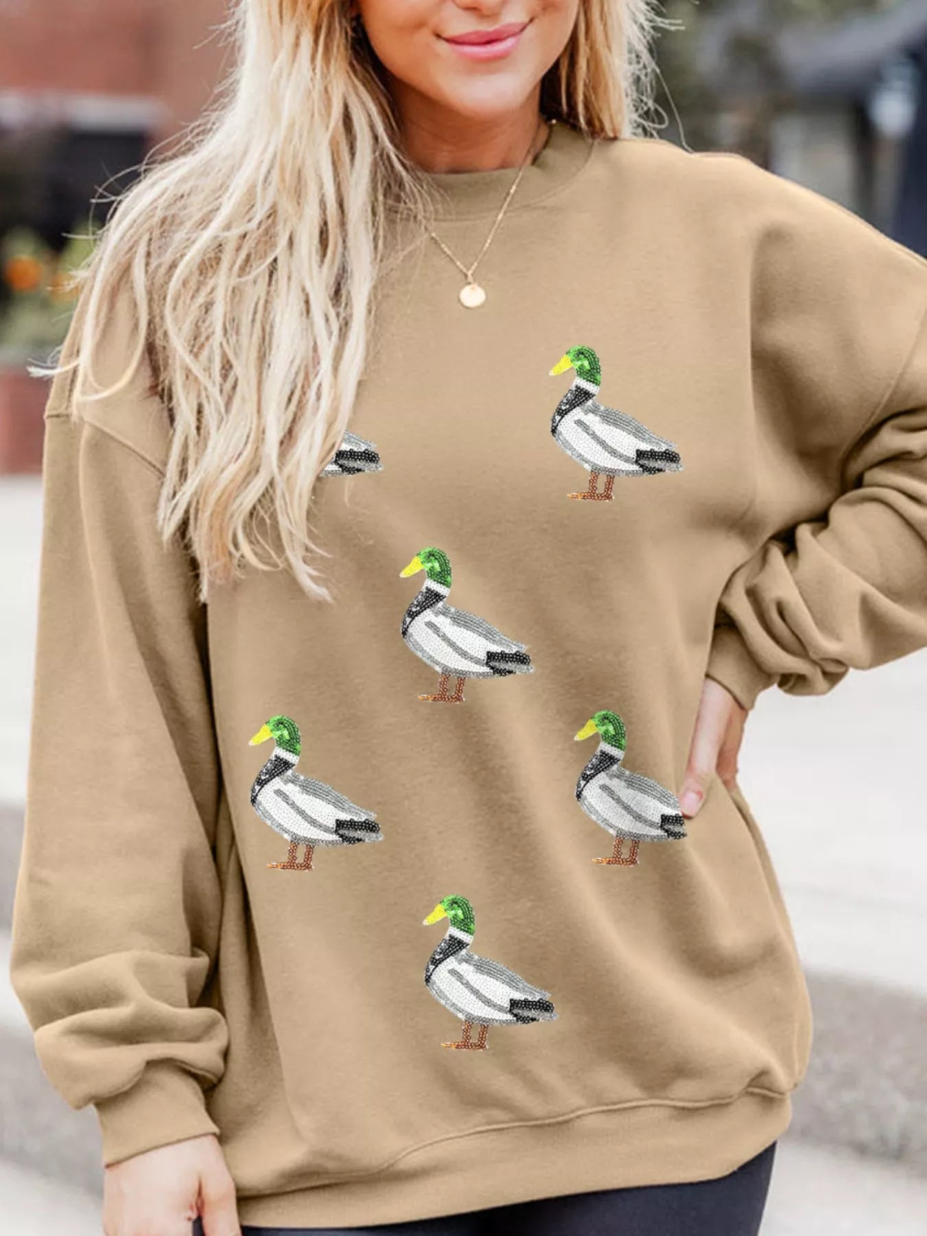 Sequin Duck Long Sleeve Top
