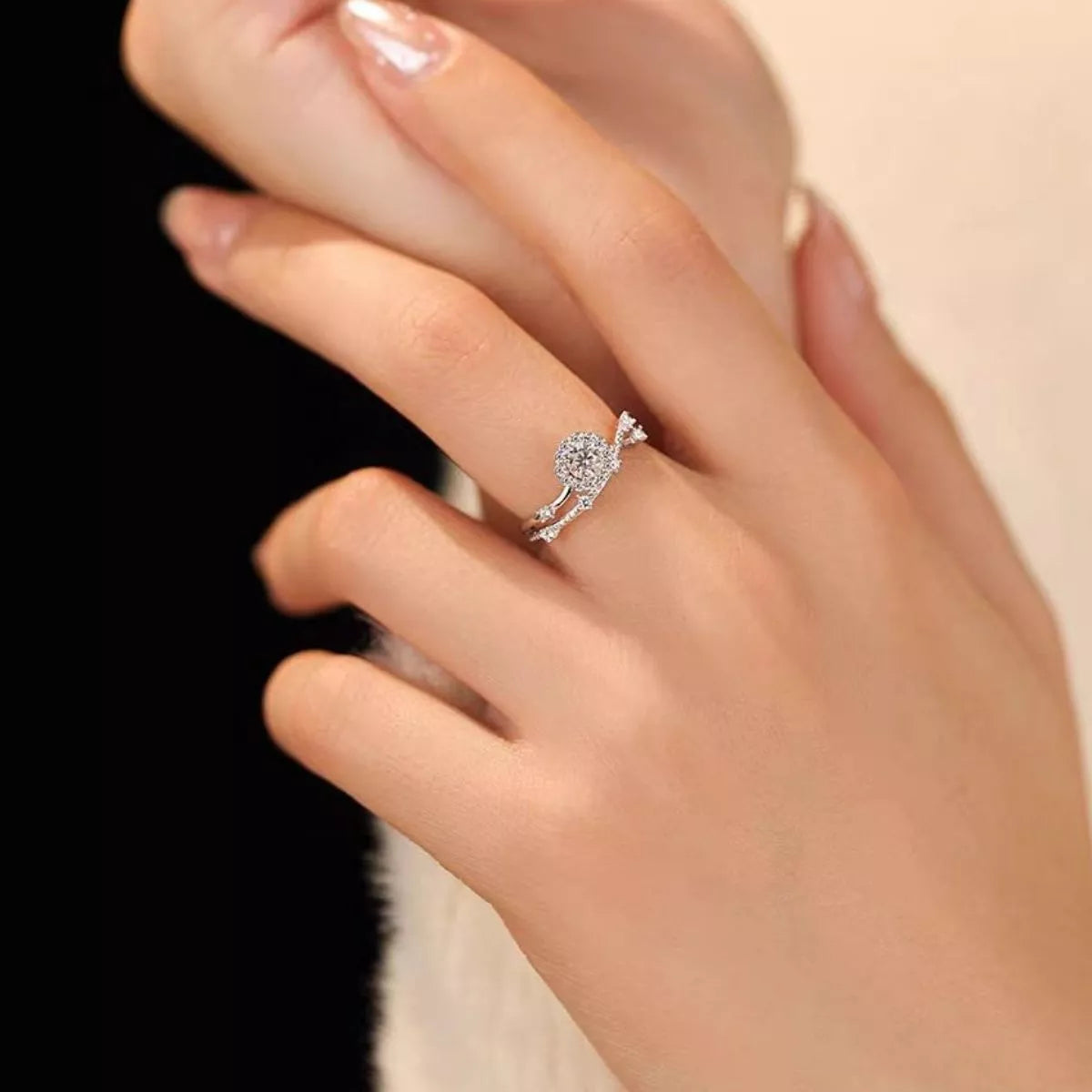 1 Carat 925 Sterling Silver Moissanite Layered Ring