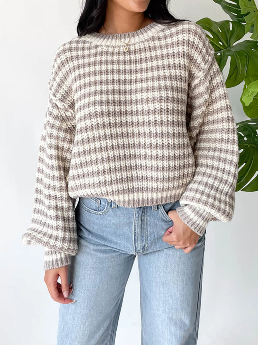 Oversized Striped Drop Shoulder Sweater