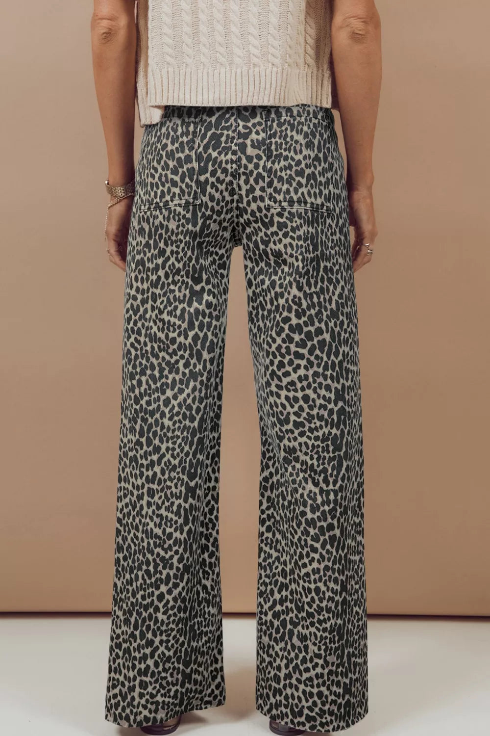 Leopard Print Wide Leg High Waist Jeans
