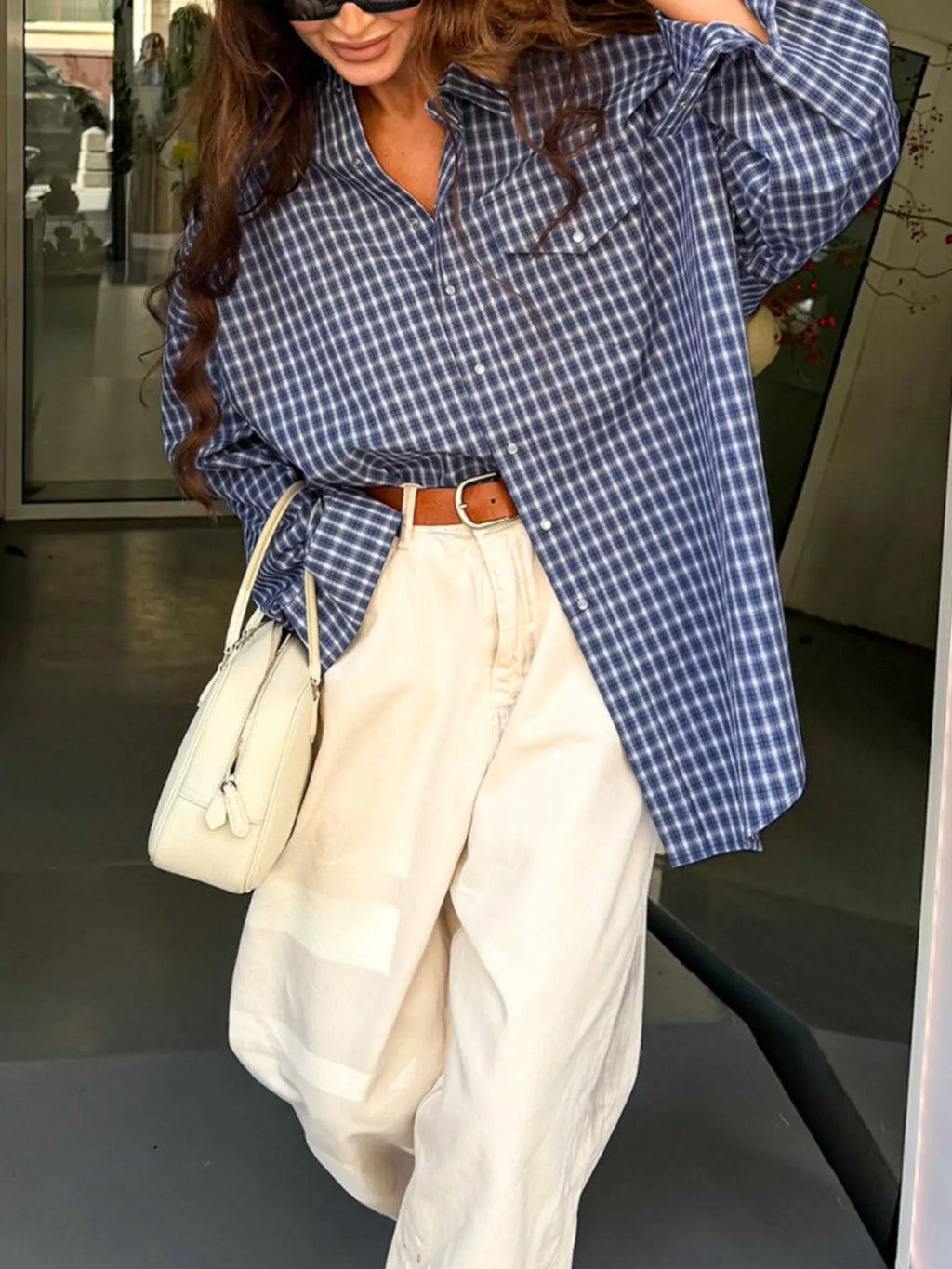 Oversized Plaid Button Up Shirt