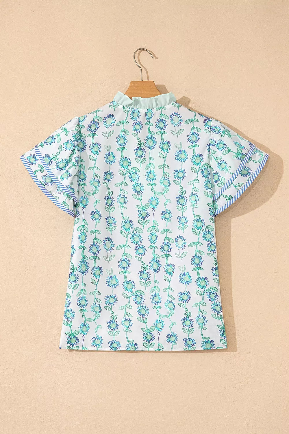 Floral Print Ruffle Sleeve Blouse