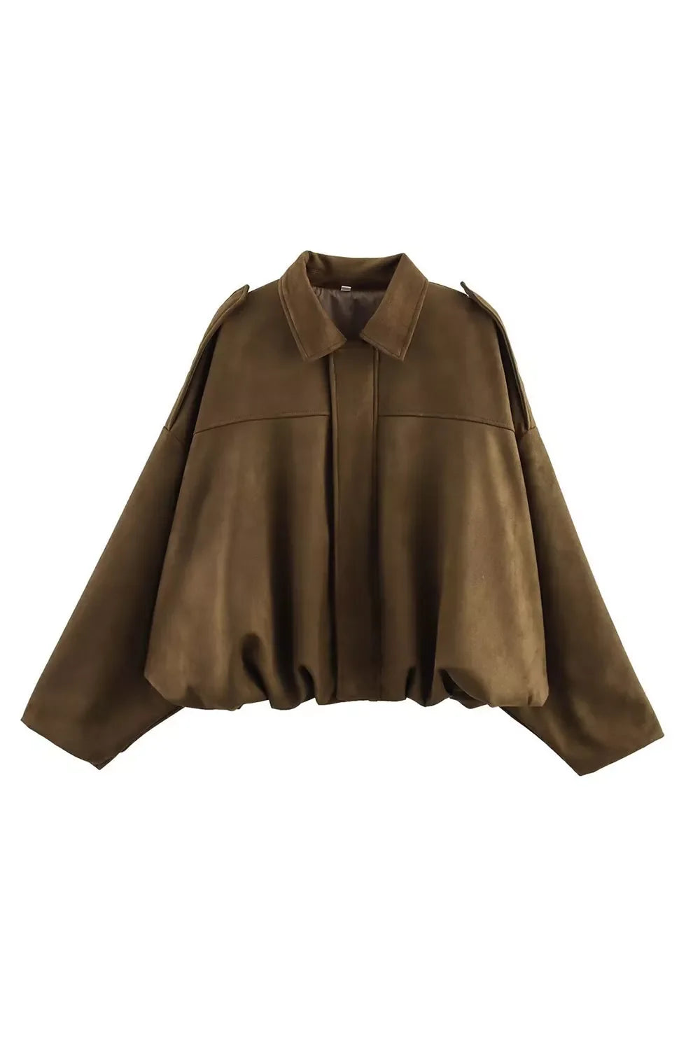Collared Neck Dropped Shoulder Jacket