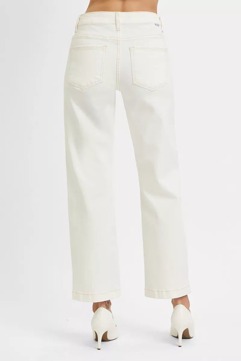 RISEN Full Size Tummy Control Mid Rise Ankle Straight Jeans Plus Size