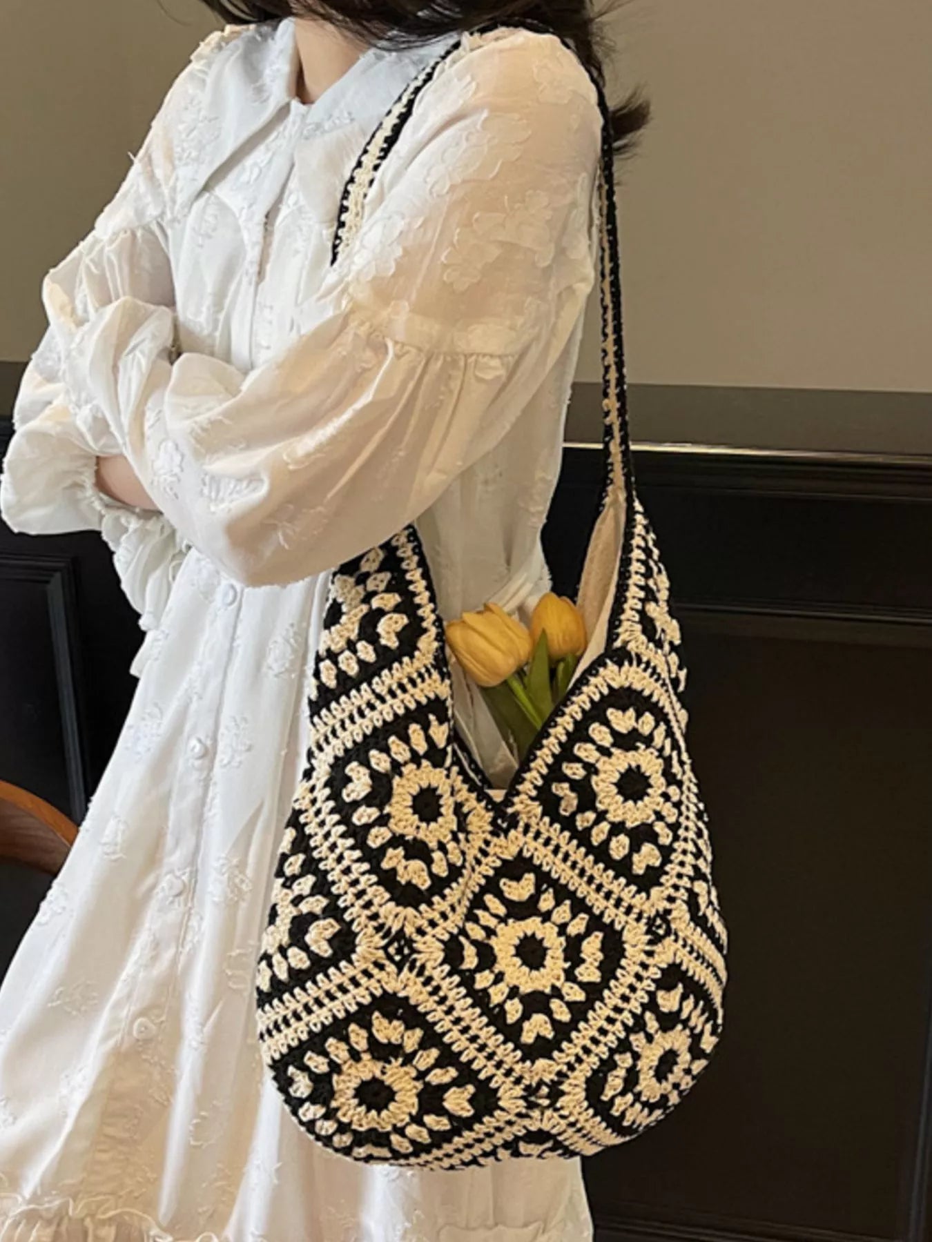 Crochet Hobo Shoulder Bag