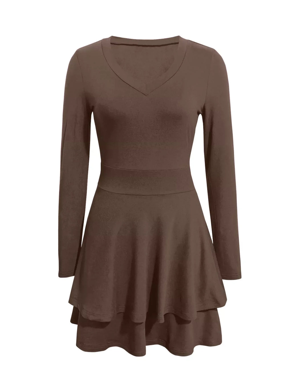 V-Neck Layered Ruffle Mini Dress