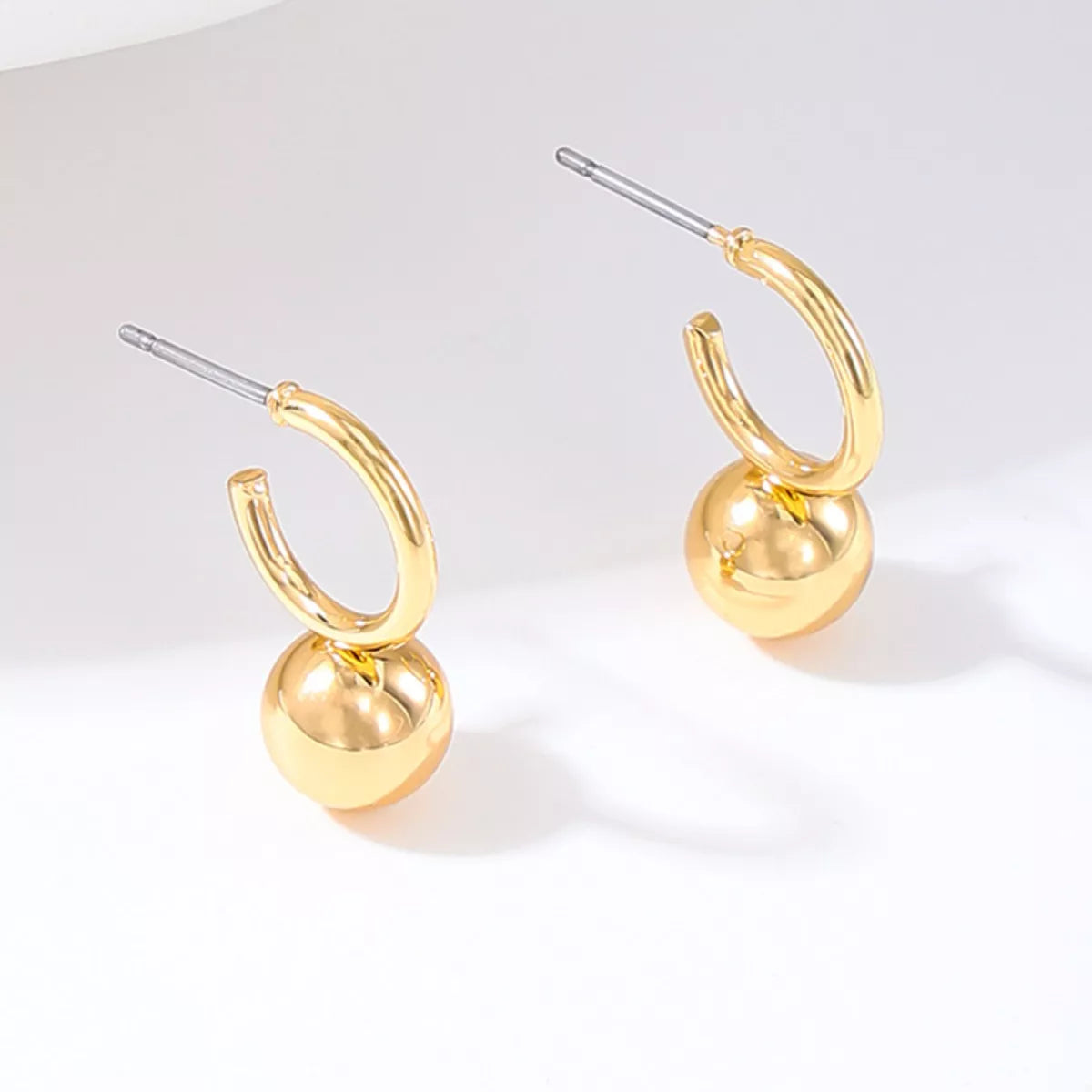 18K Gold-Plated Ball Hoop Earrings