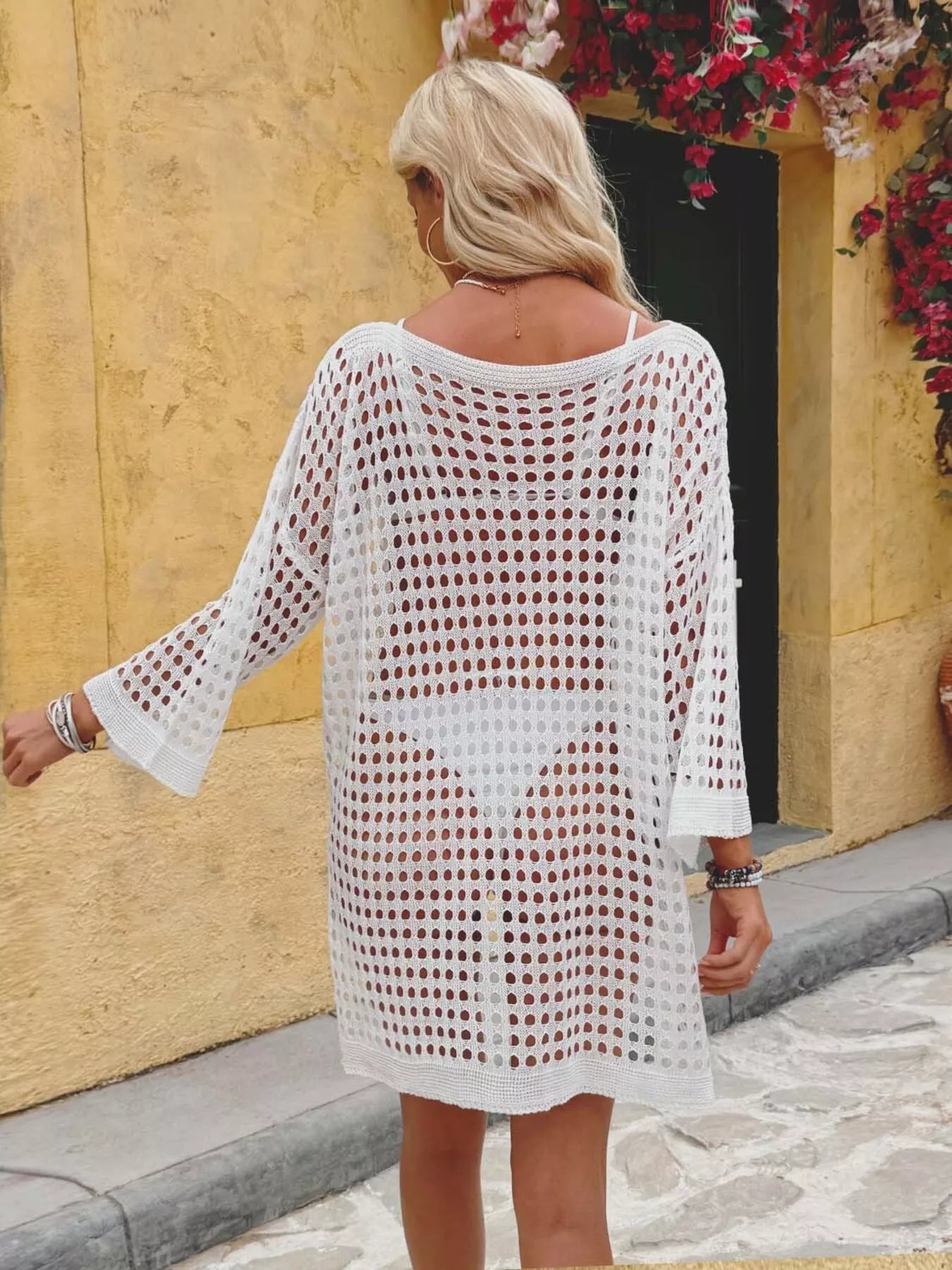Crochet Knit Slit Cover Up