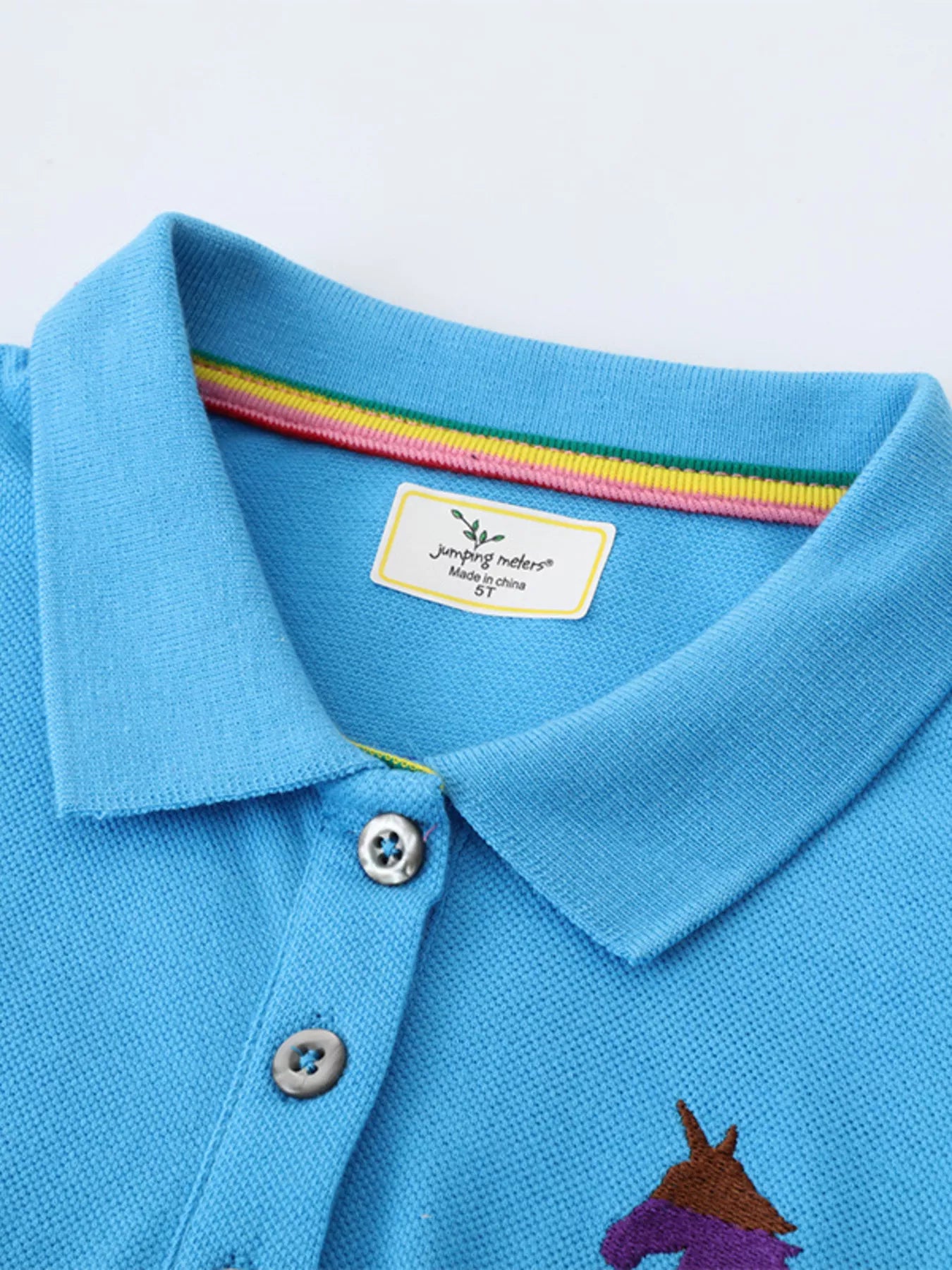 Children's Unicorn Embroidered Ruffled Polo Dress