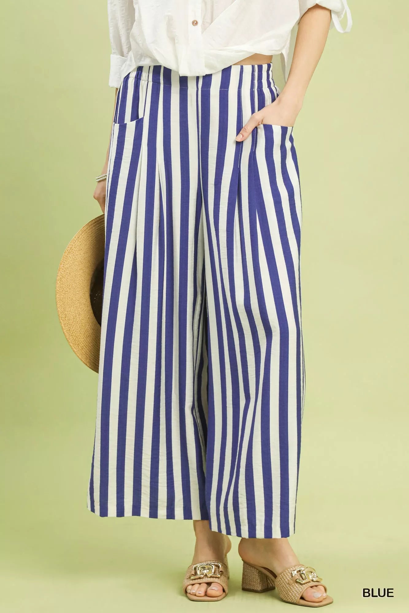 Umgee Vertical Stripe Wide Leg Pants