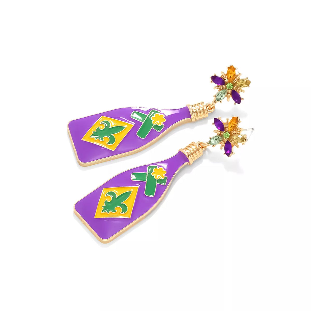 Mardi Gras Bottle Dangle Earrings
