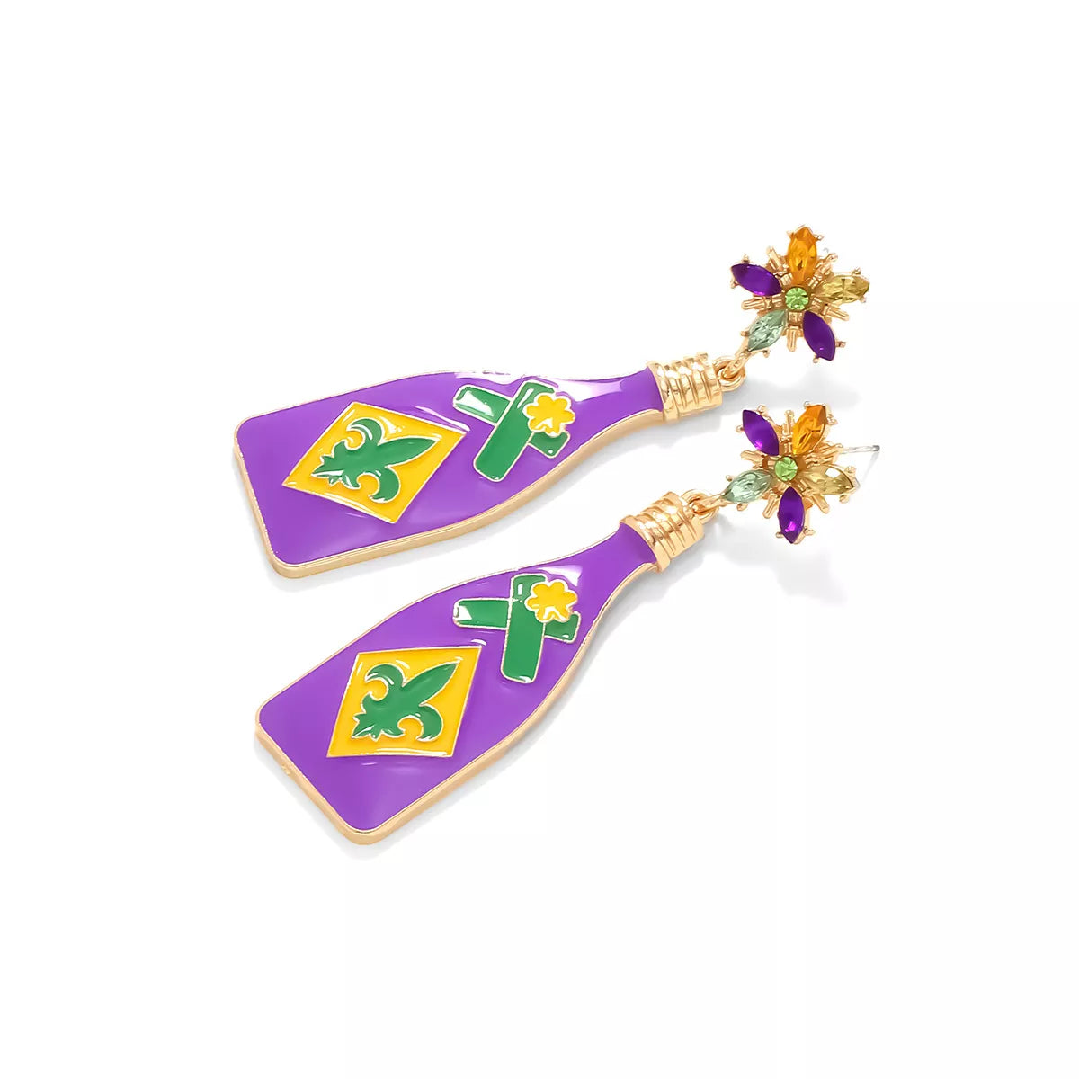 Mardi Gras Bottle Dangle Earrings