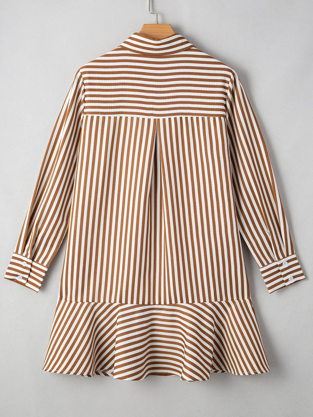 Striped Ruffle Hem Shirt Dress