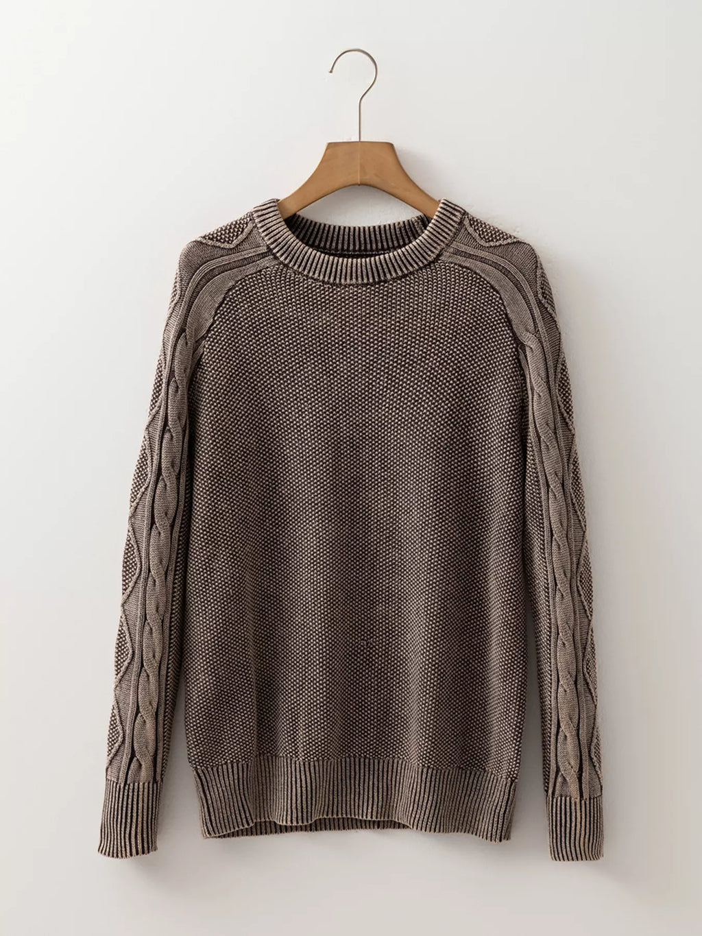 Contrast Cable Knit Sleeve Casual Sweater