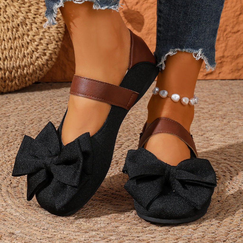 Bow Decor Round Toe Slip-Ons