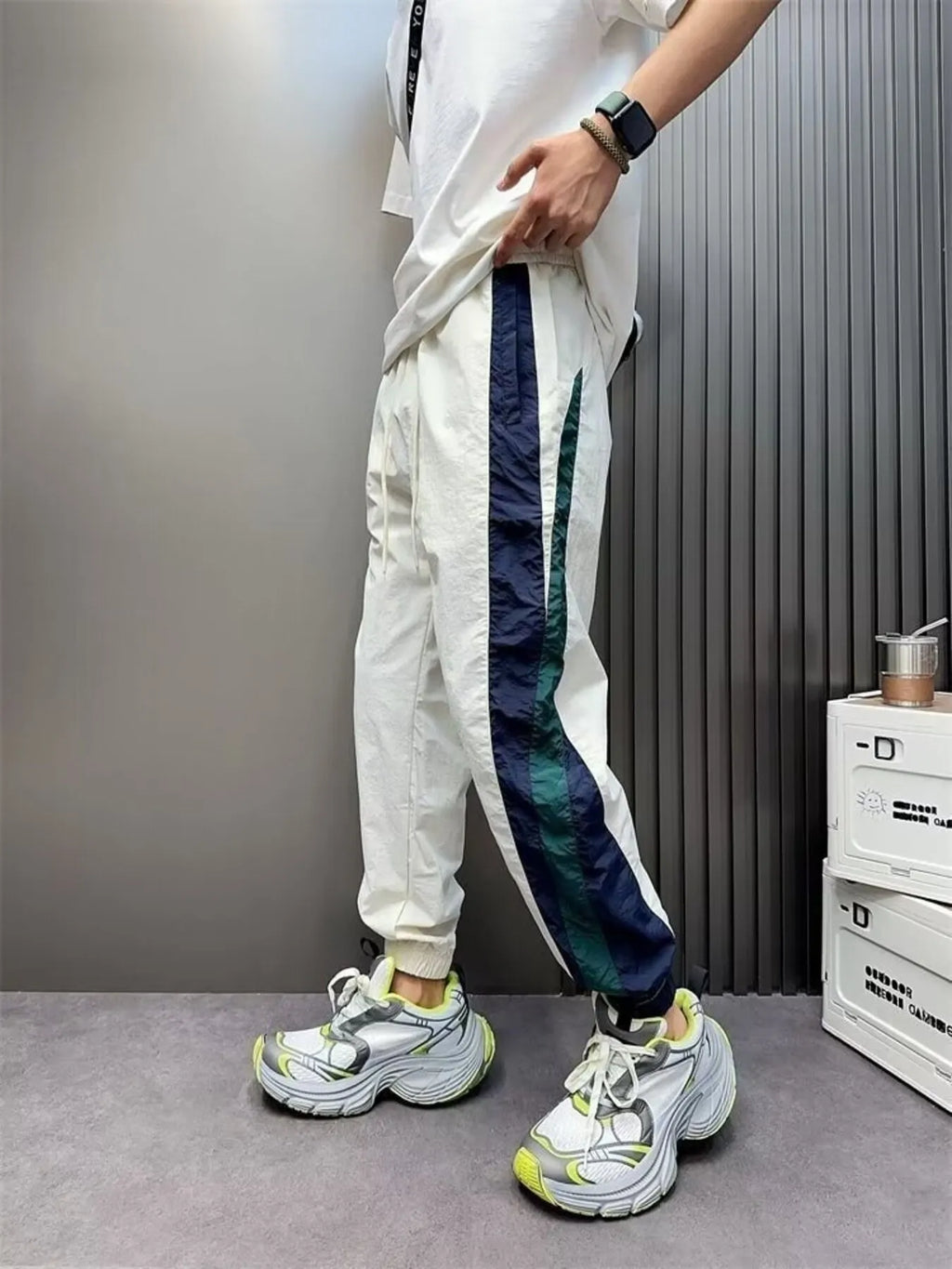 Men's Plus Size Contrast Drawstring Pants