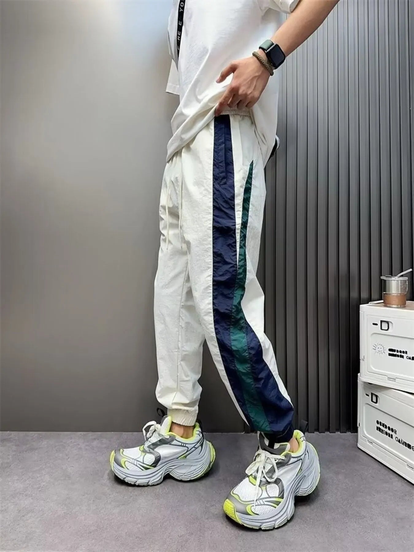 Men's Plus Size Contrast Drawstring Pants