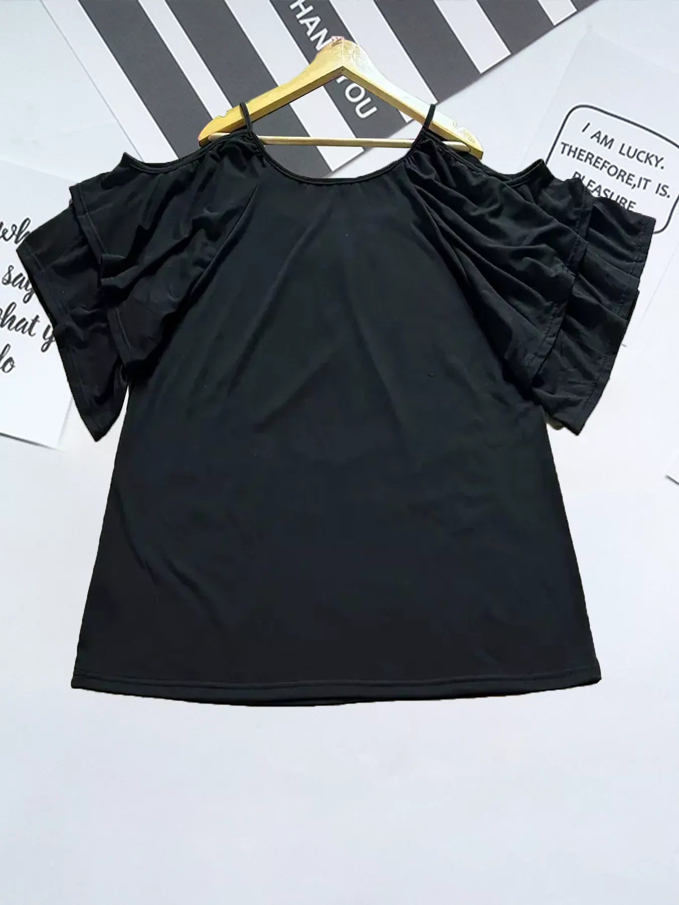 Cold Shoulder Ruffle Sleeve Top