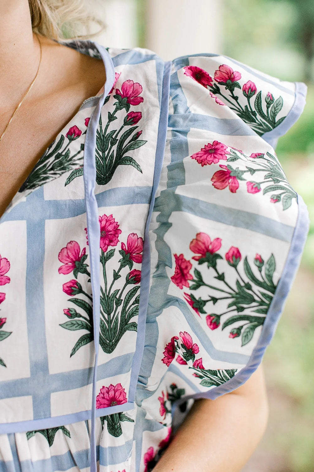 Floral Print Ruffle Sleeve Blouse