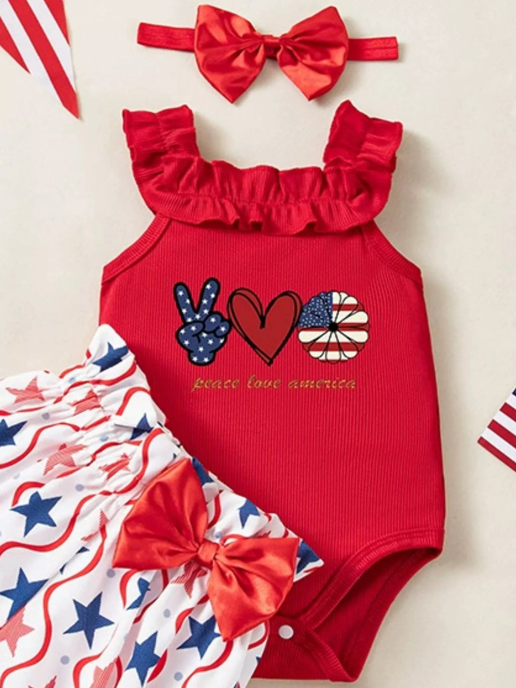 Children's Patriotic Star Print Outfit Set