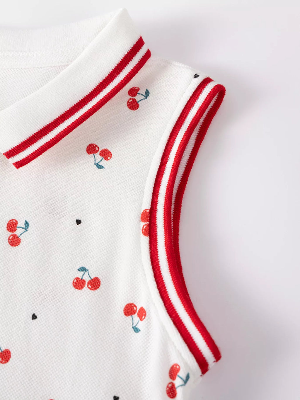 Children's Cherry Print Sleeveless Polo Dress