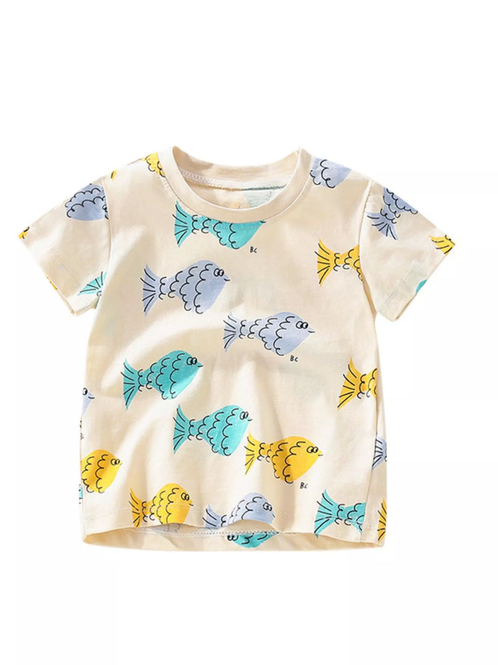 Children's Fish Print Round Neck T-Shirt