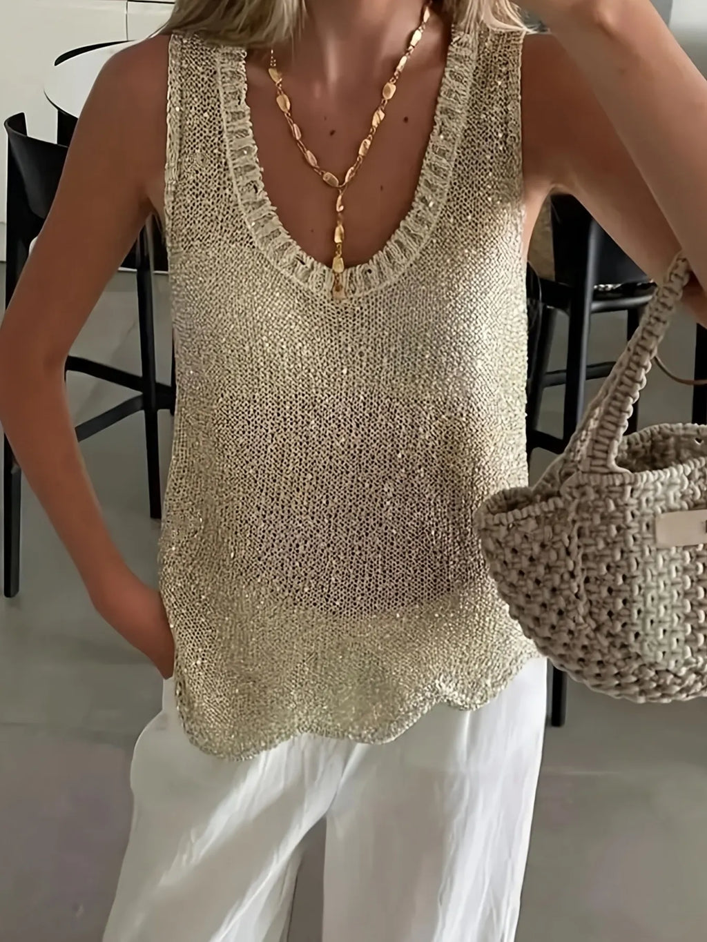 Scoop Neck Sweater Vest