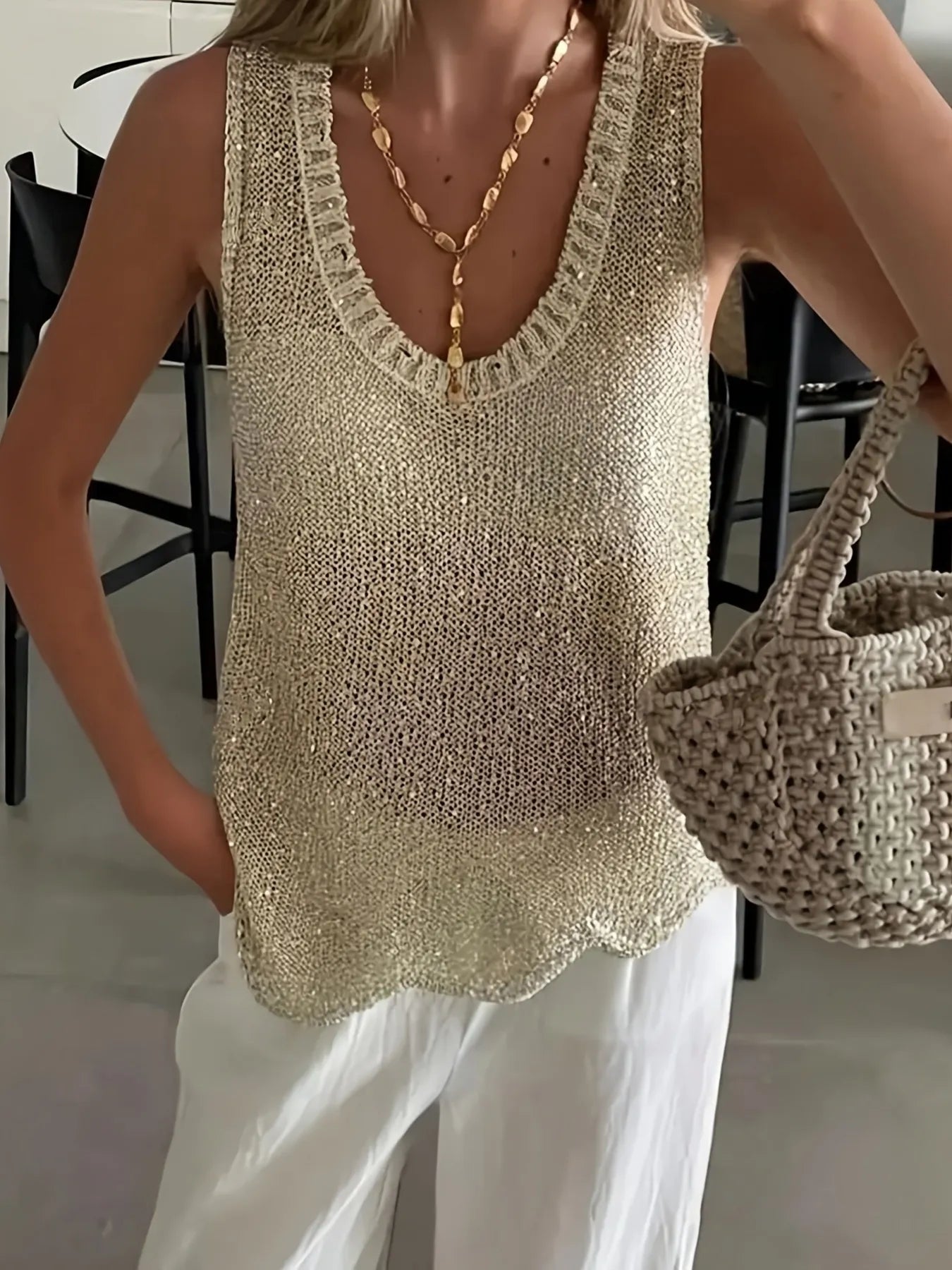 Scoop Neck Sweater Vest