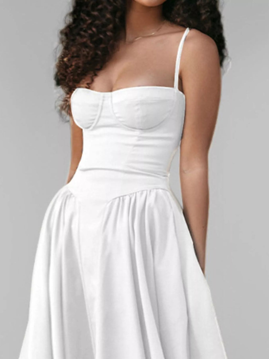 Sweetheart Neck Spaghetti Strap Midi Dress