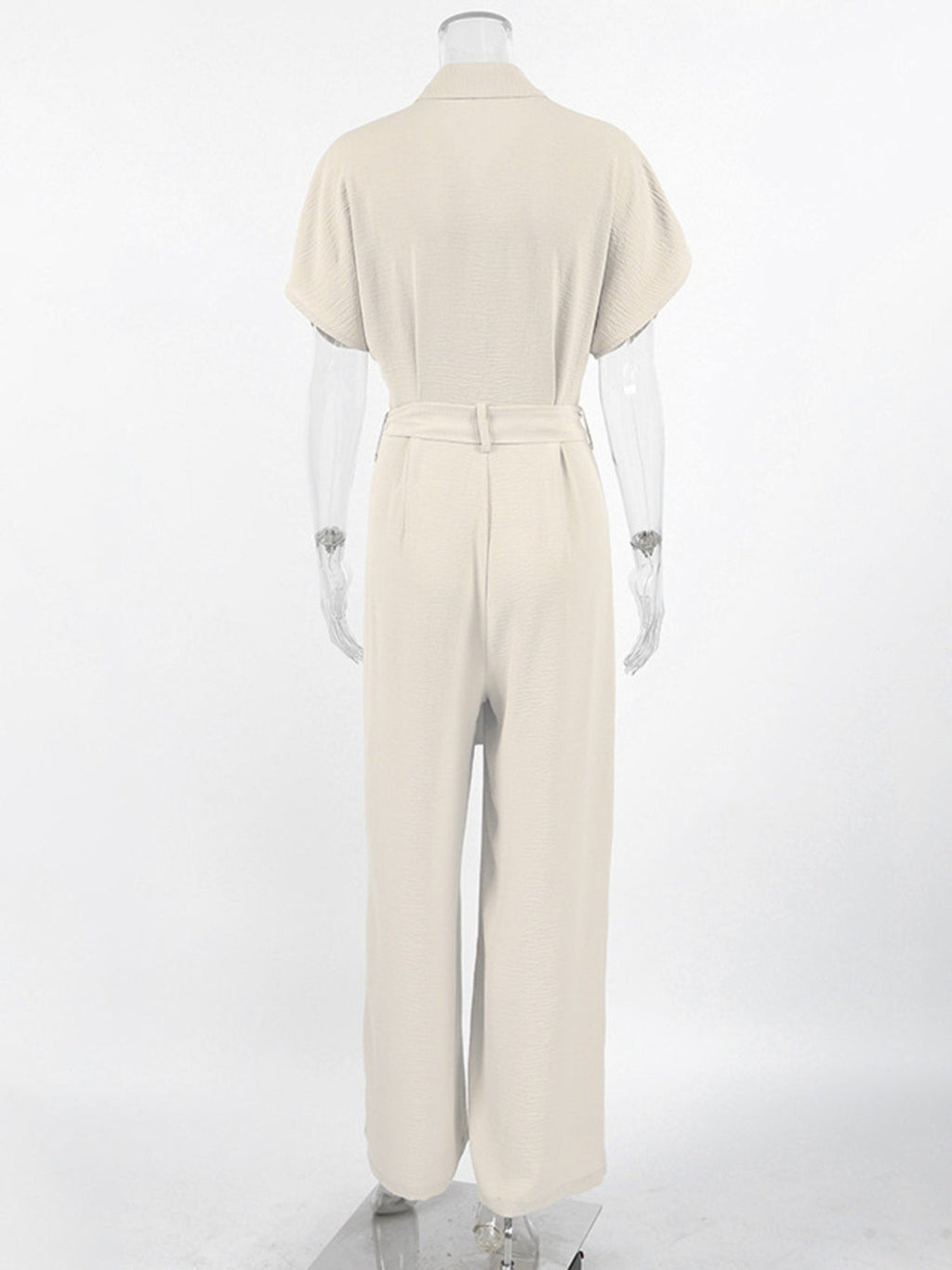Chest Pocket Short Sleeve Wide Leg Jumpsuit