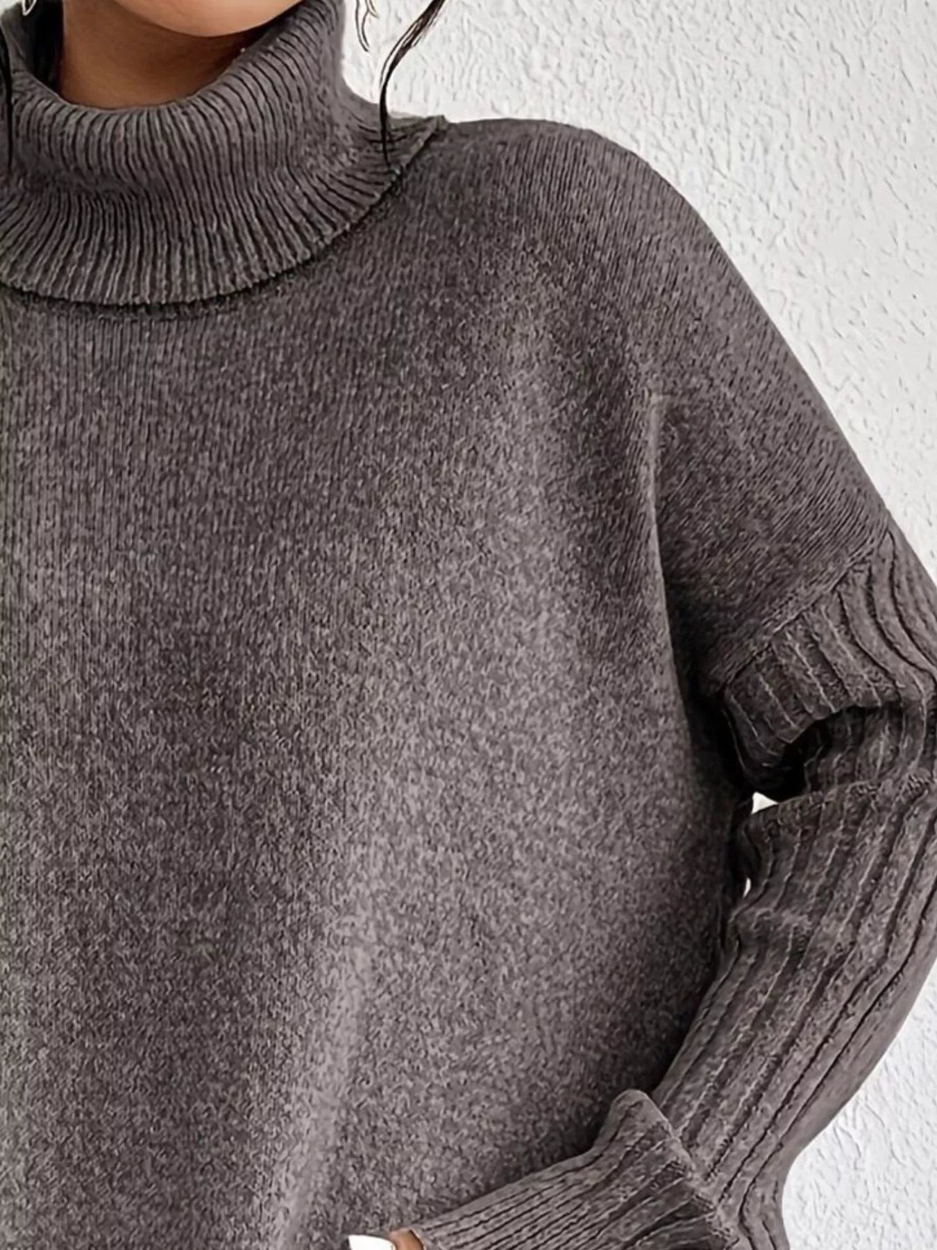 Turtleneck Dropped Shoulder Sweater