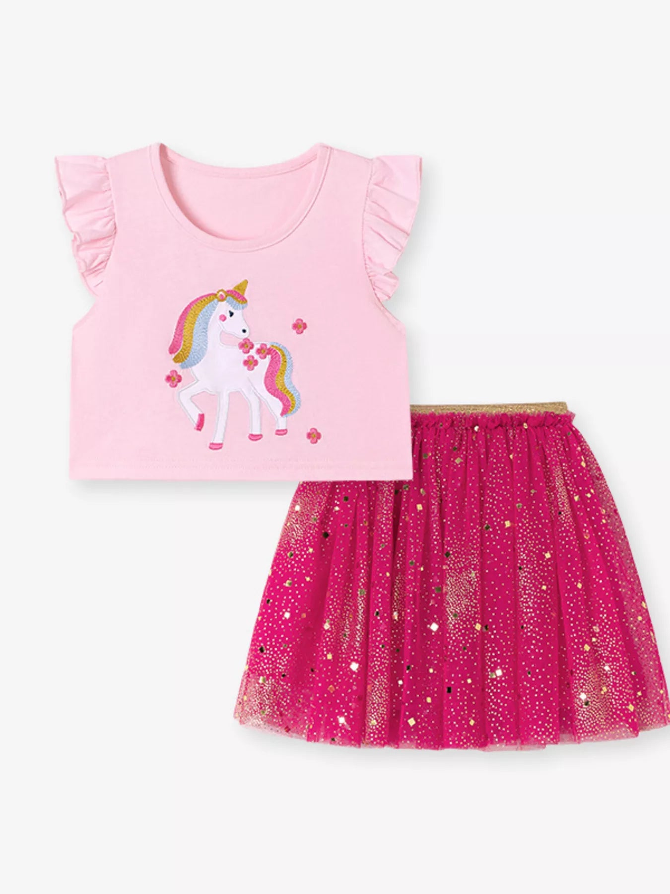 Children's Unicorn Rainbow Tulle Dress Set