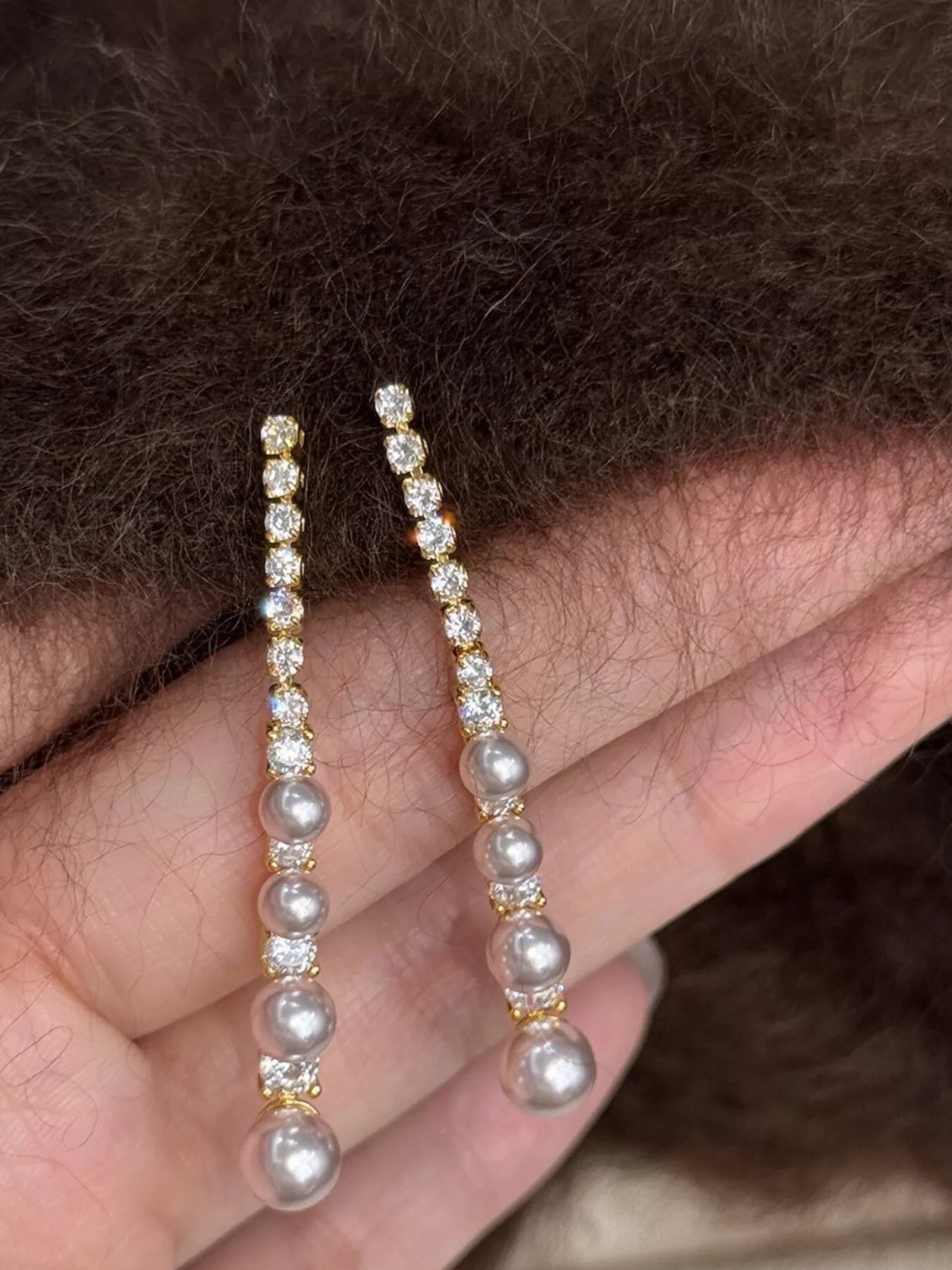 Pearl Zircon Drop Earrings