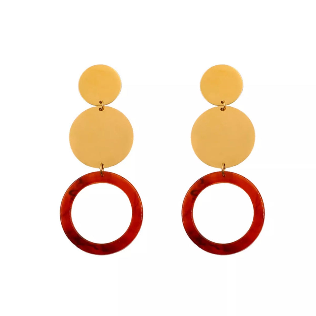 18K Gold-Plated Geometric Circle Dangle Earrings