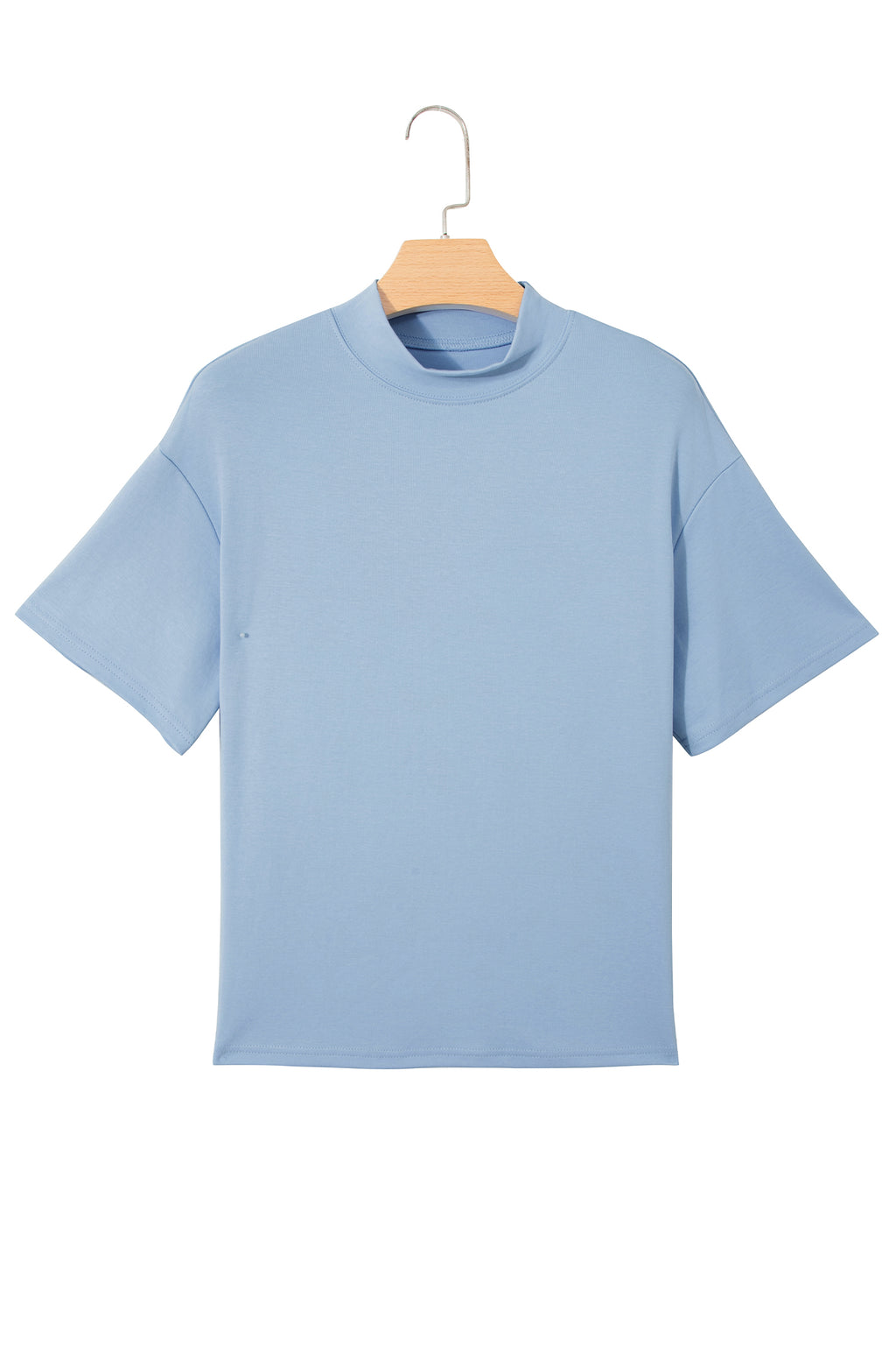 Dark Blue Solid Color High Neck Oversize Tee