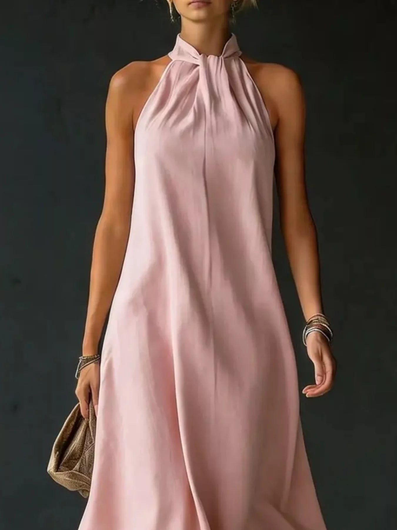 Full Size Halter Neck Maxi Dress Plus Size