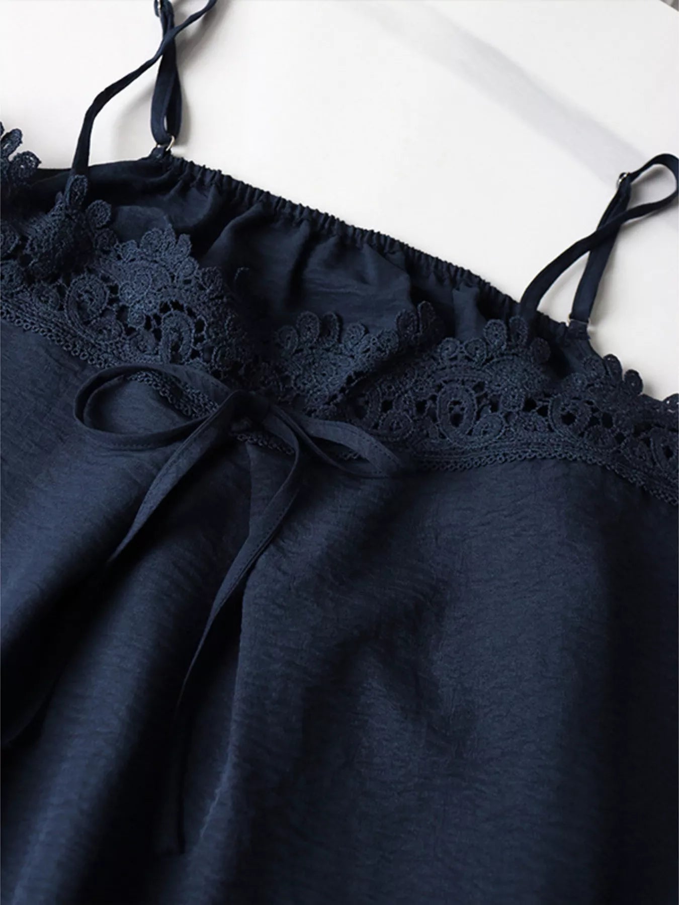 Lace Trim Cami and Wide-Leg Pants Set