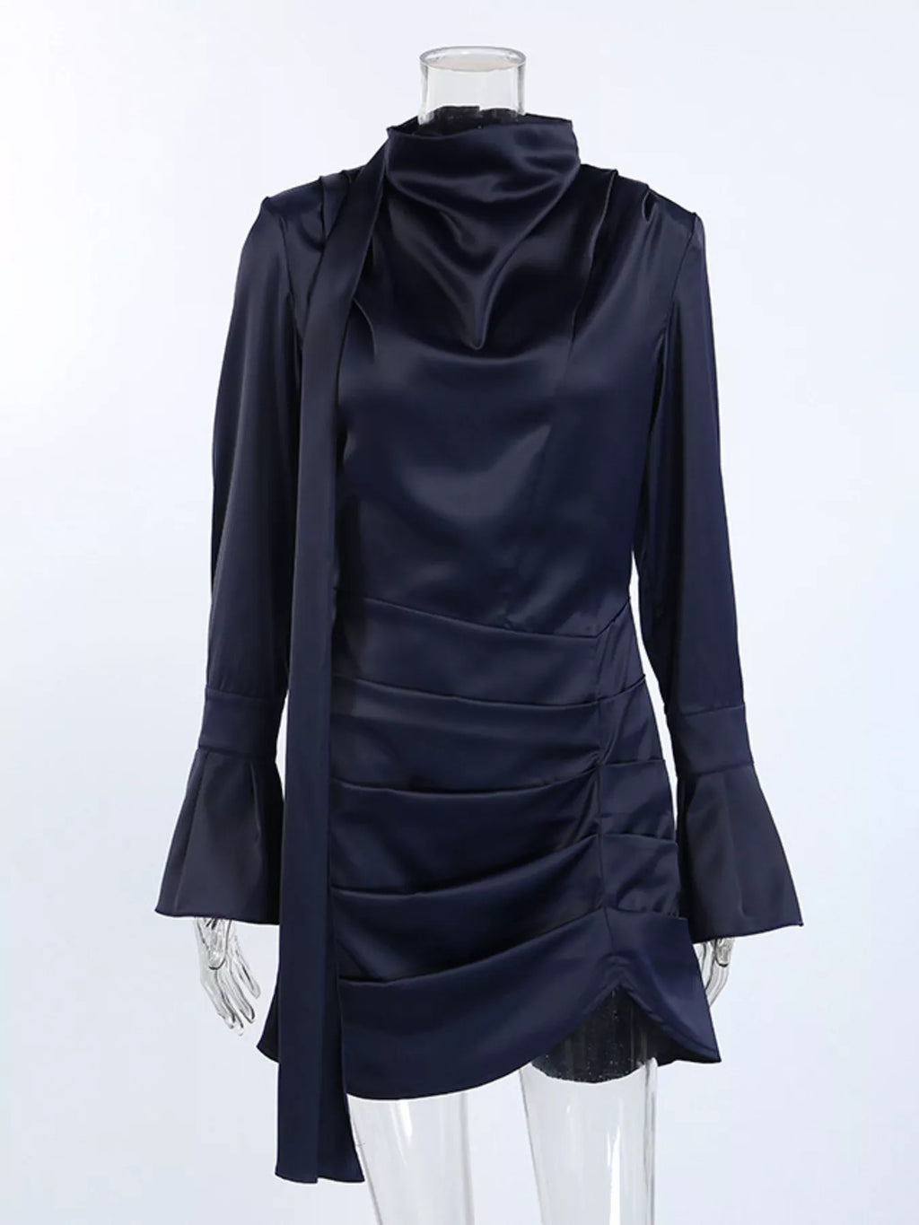 Mock Neck Flounce Sleeve Dress