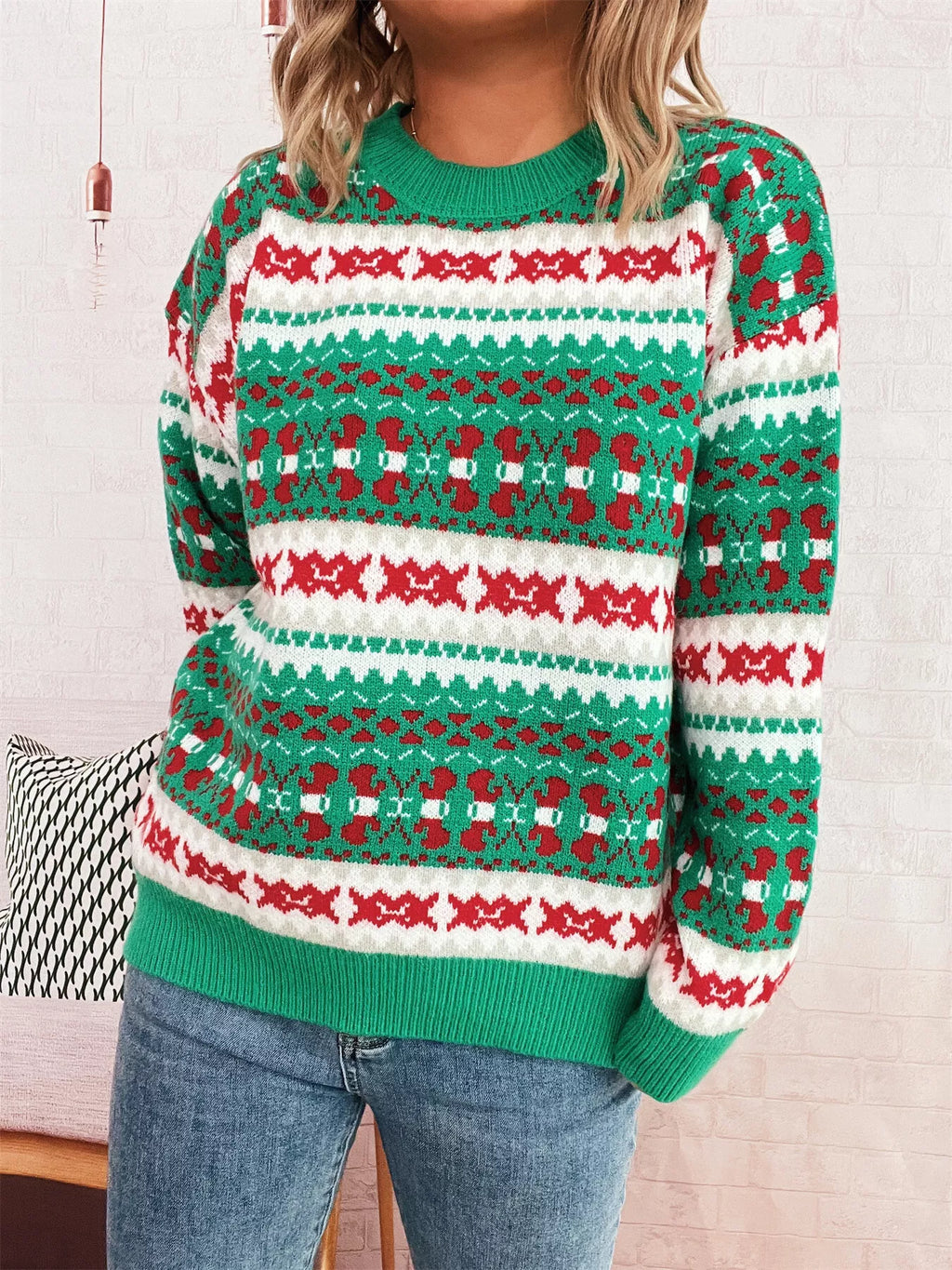 Round Neck Dropped Shoulder Sweater