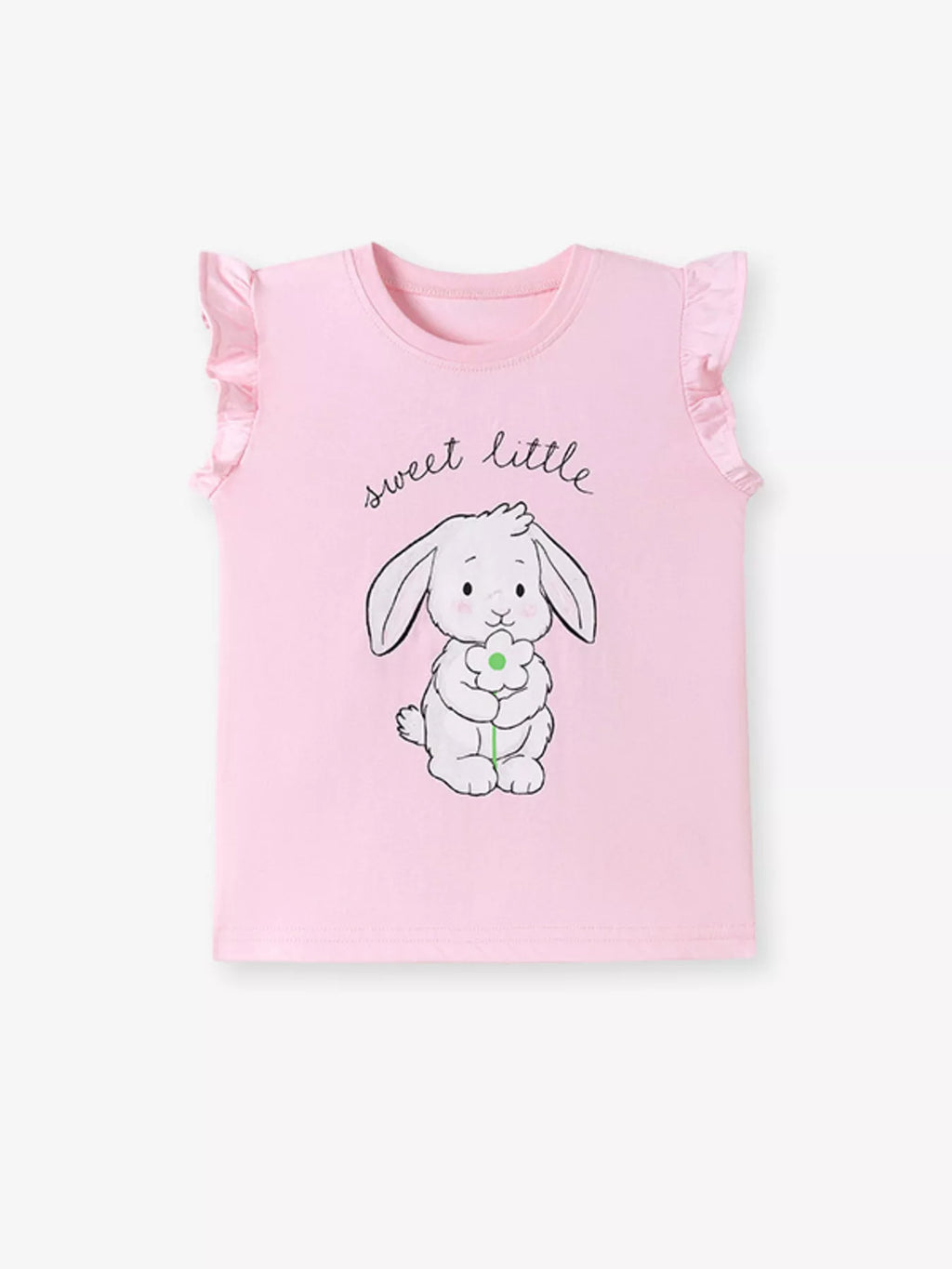 Children's Bunny Graphic Ruffle Sleeve T-Shirt