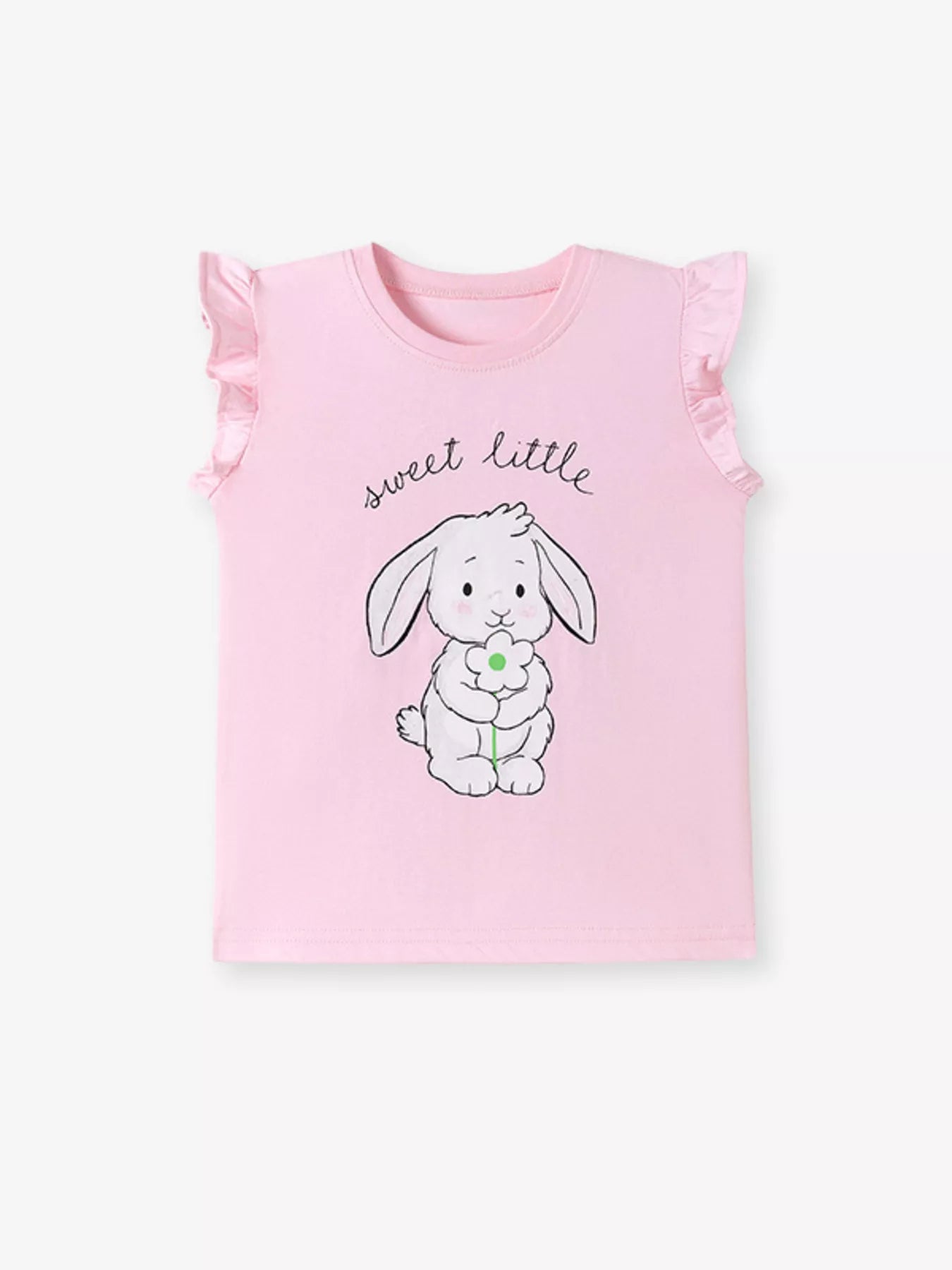Children's Bunny Graphic Ruffle Sleeve T-Shirt